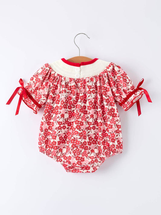 Valentine's Day "BE ❤ MINE" Embroidered Floral Girls' Romper